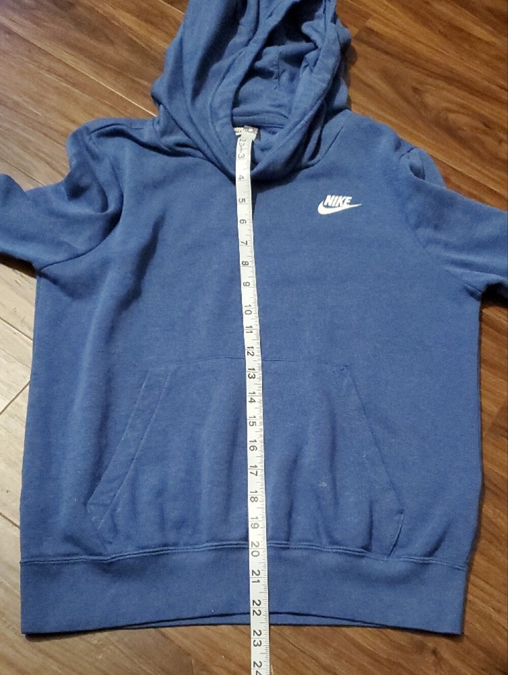 Nike Blue Pullover Hoodie with Face Covering And White Swoosh - Picture 9 of 9